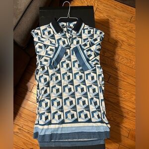 Authentic Dolce & Gabbana Blue and White Geometric Shirt